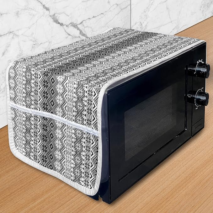 Ambesonne Nordic Microwave Oven Cover, Knitting Theme Chevron Pixel Art Pattern by Ambesonne