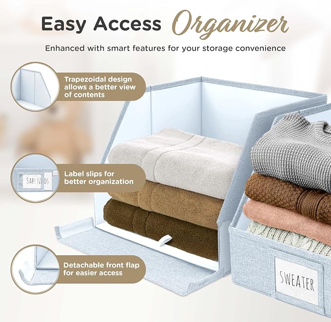 Trapezoid Storage Bins – 12"x12"x10"x 4" Closet Shelf Organizer & Baskets - Image 4