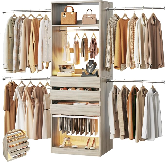 Closet System, 4-8FT Closet Organizer by HUAHUU