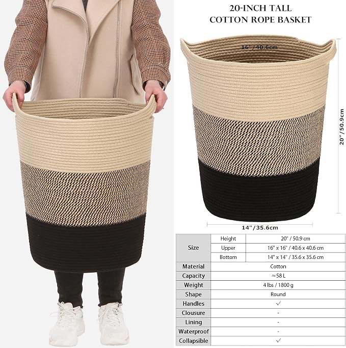 Sea Team Large Size Cotton Rope Woven Storage Basket - Image 6