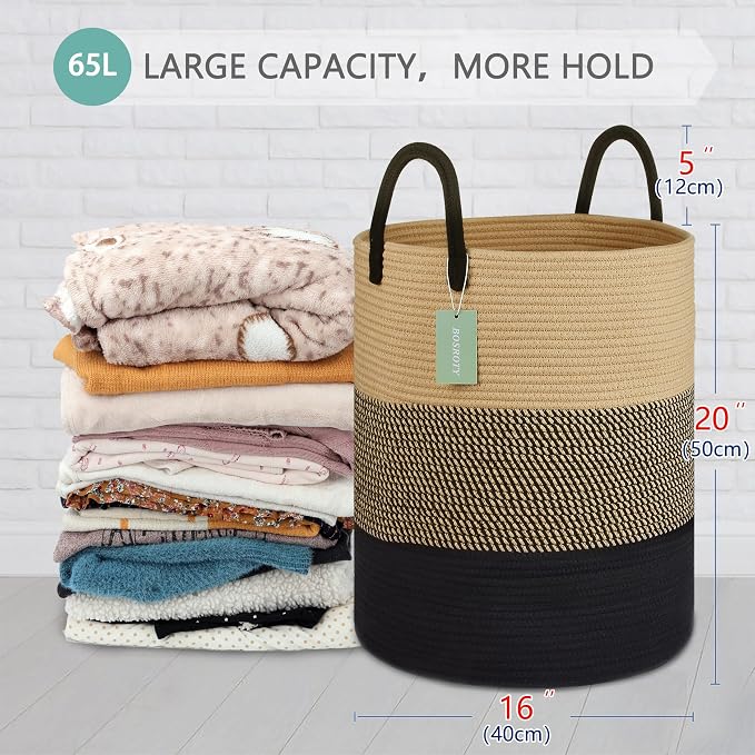 Large Blanket Basket, Tall Laundry Basket 65L, Nursery Hamper - Image 2