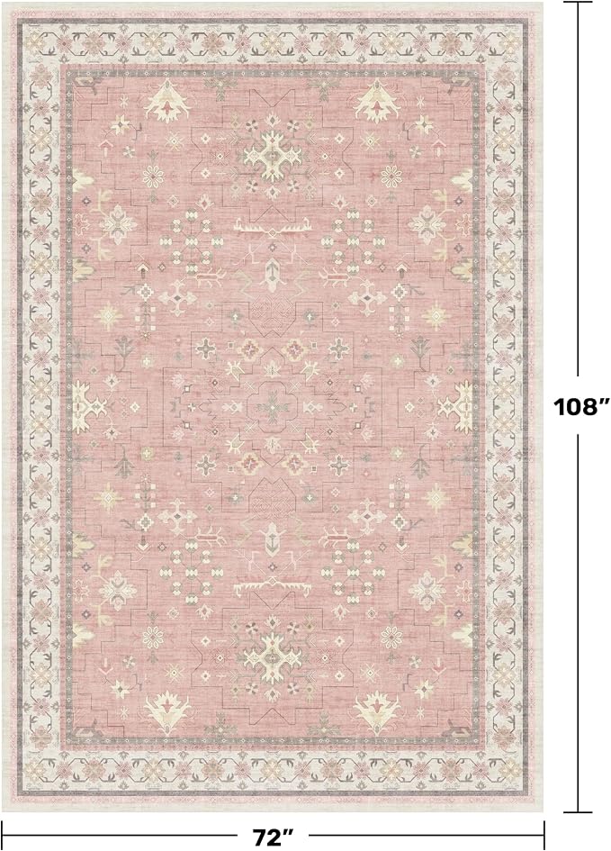 Pink Washable 6x9 Rug for Bedroom - Image 2