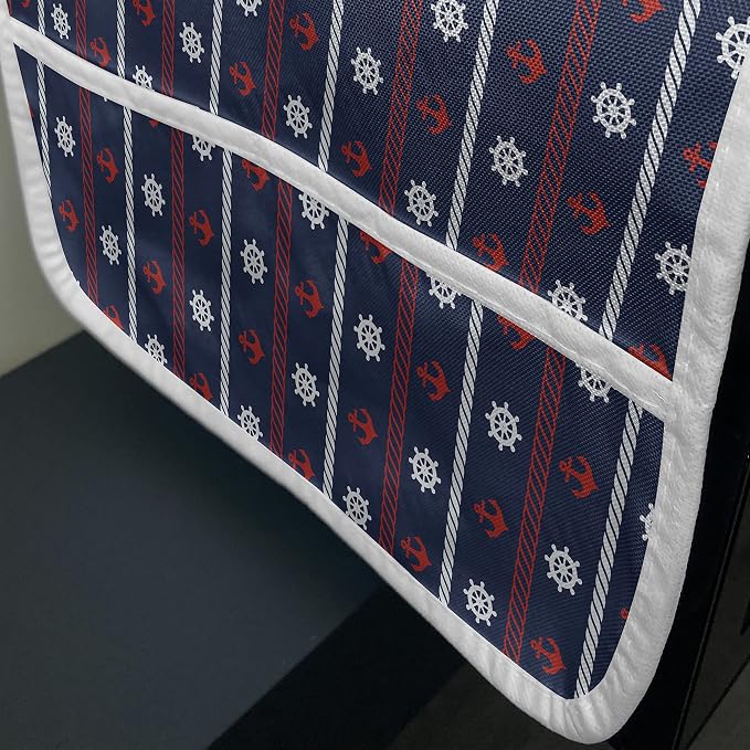 Ambesonne Navy Blue Microwave Oven Cover, Horizontal Borders - Image 3