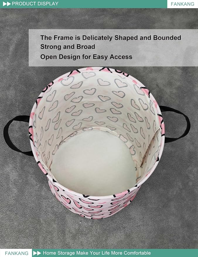 FANKANG Storage Basket, Nursery Hamper Canvas Laundry Basket Foldable - Image 8