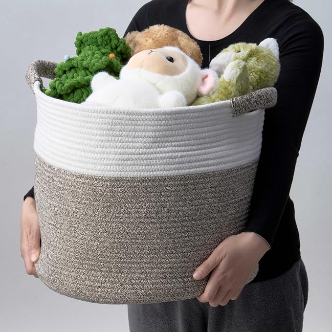 Blanket Basket - Woven Round Rope Storage Basket - Image 7