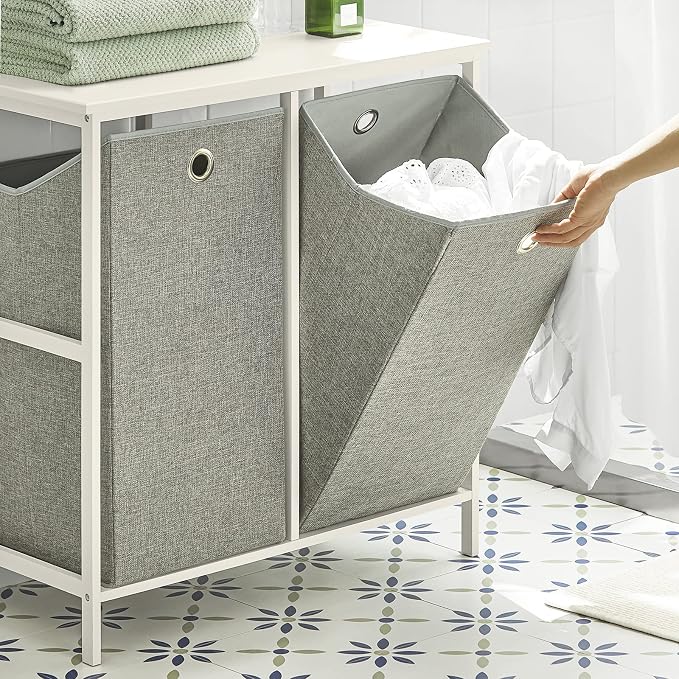 Haotian Laundry Hamper with Shelf, Laundry Basket, Laundry Sorter with 2 - Image 2