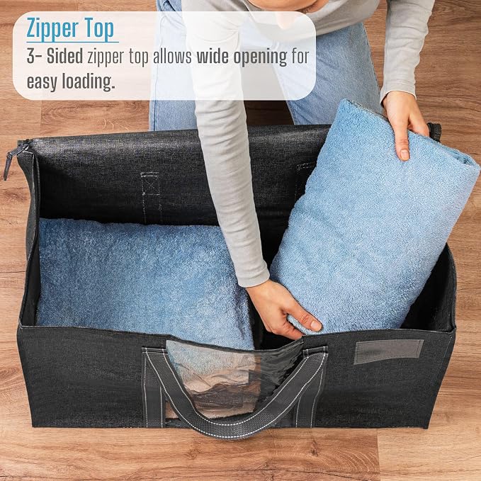 VENO 4 Pack Moving Bags with Clear Window, Heavy Duty Storage Bins with Lid - Image 5