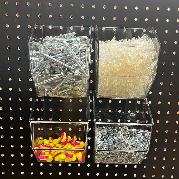 Pegboard Bins Heavy Duty Clear Acrylic Set, Garage Storage and Organization - Image 3
