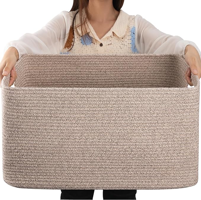 OIAHOMY 75L Large Woven Cotton Rope Storage Basket by MasterofSpaceOptimization