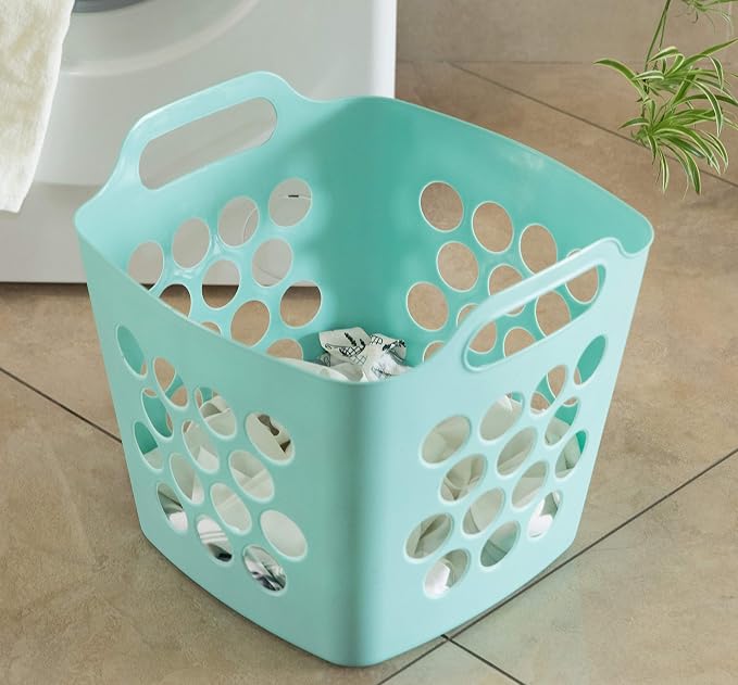 Flexible Plastic Carry Laundry Basket Holder Square Storage Hamper - Image 2