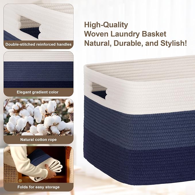 72L Large Laundry Basket with Leather Handles - Image 5