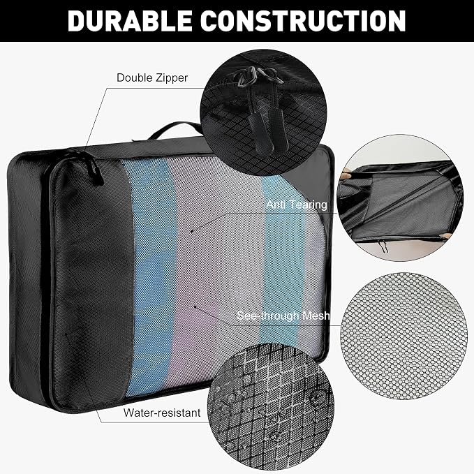 8-Piece Packing Cubes for Travel, Mesh Luggage Organizers - Image 4