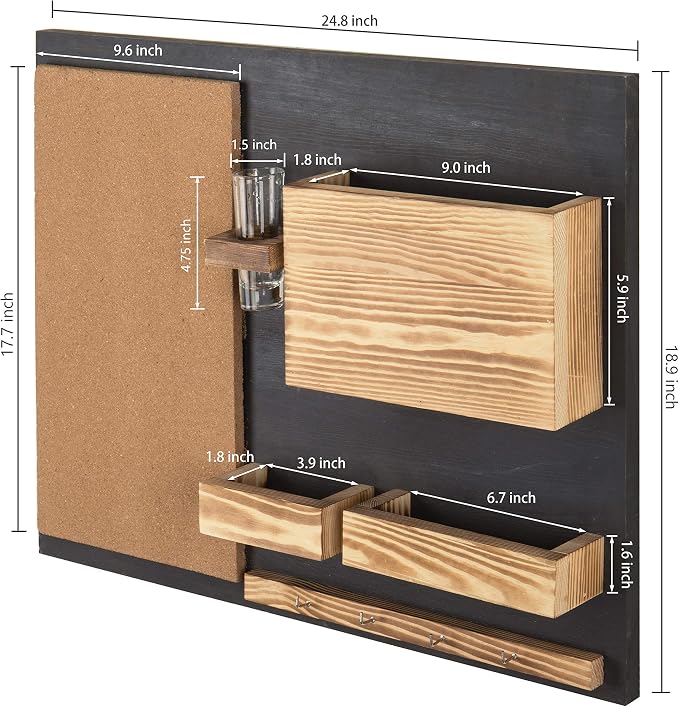 MyGift 25 x 19 Inch Wall Mounted Dual Tone Solid Wood Entryway Organizer - Image 4