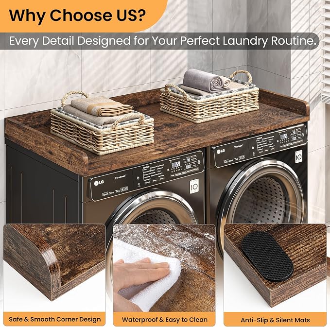 Washer Dryer Countertop, 27.5"x54" Wood Washer and Dryer Countertop - Image 4