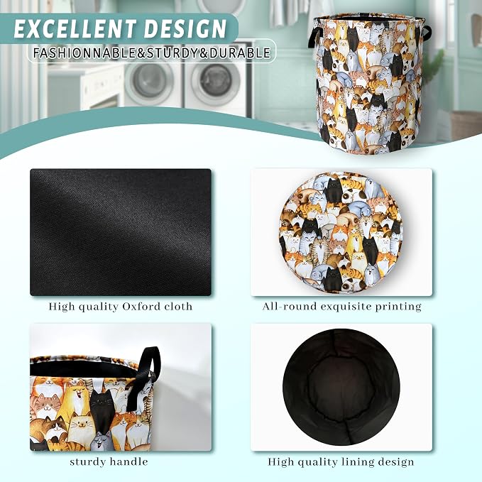 Colorful Cats Cute Animal Laundry Basket Foldable - Image 4
