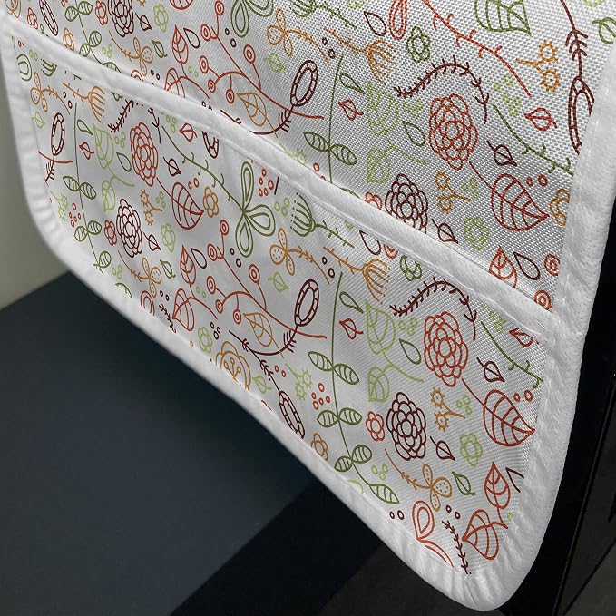 Ambesonne Nature Microwave Oven Cover, Autumn Leaves Hand Drawn Colorful Lines - Image 3