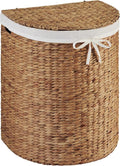 Best Choice Products Half Moon Laundry Hamper w/Lid, Woven Half Round Laundry by BestChoiceProducts