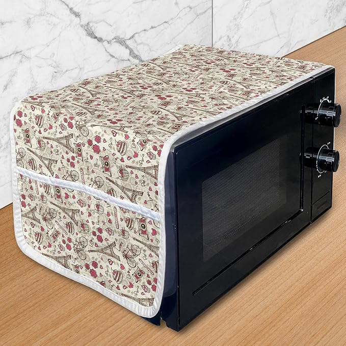 Ambesonne Romantic Microwave Oven Cover, Europe French Paris Themed Eiffel by Ambesonne