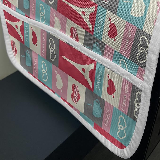 Ambesonne Paris Microwave Oven Cover, Coffee and Love Eiffel Tower in Squared - Image 3