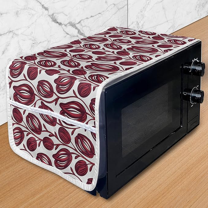 Lunarable Flower Microwave Oven Cover, Hand Drawn Creative Tulip Composition by Lunarable
