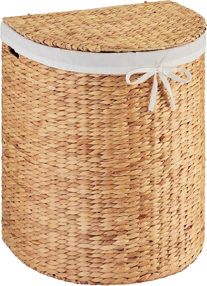 Best Choice Products Half Moon Laundry Hamper w/Lid, Woven Half Round Laundry by BestChoiceProducts
