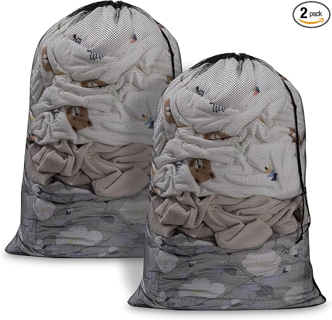 2 Pack Mesh Laundry Bags, 23 x 34 Inches Heavy Duty Mesh Laundry Bag, Large by HUAFIY