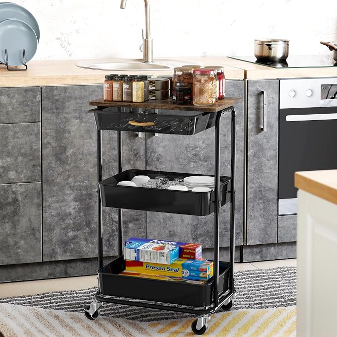 Simple Houseware 3-Tier Rolling Utility Cart - Image 4