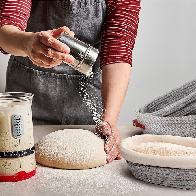 KneadAce Cotton Rope Banneton Bread Proofing Basket Set, 2 x Oval Bread Basket - Image 9