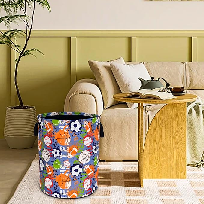 Balls Laundry Basket Funny Ball Sports Foldable Waterproof Oxford Cloth Tote - Image 8