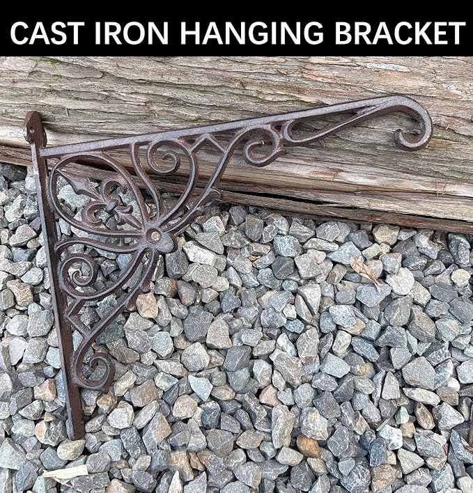 KiaoTime Cast Iron Hanging Hook Bracket Wall Hanger 12" Deep Outdoor Indoor - Image 2