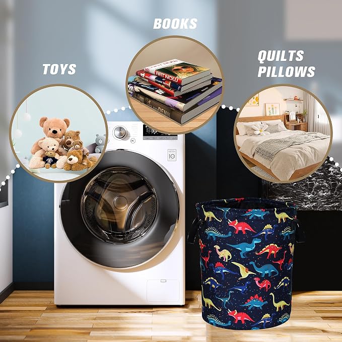 Colorful Dinosaur Laundry Basket Cartoon Pattern Foldable Oxford Cloth Funny - Image 5