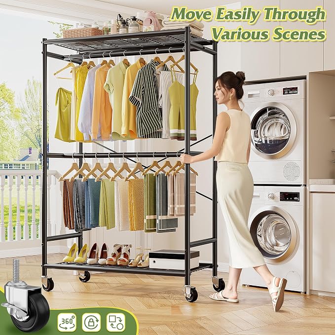 Raybee 80.32" H Clothes Rack, Rolling Clothing Racks - Image 2