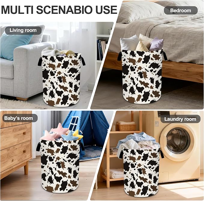 Cow Camo Laundry Basket Storage Bin Foldable Laundry Hamper Clothes Storage - Image 6