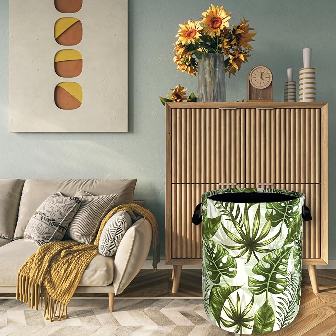 Tropical Leaves Laundry Basket Hawaii Foldable Funny Laundry Hamper Oxford - Image 7