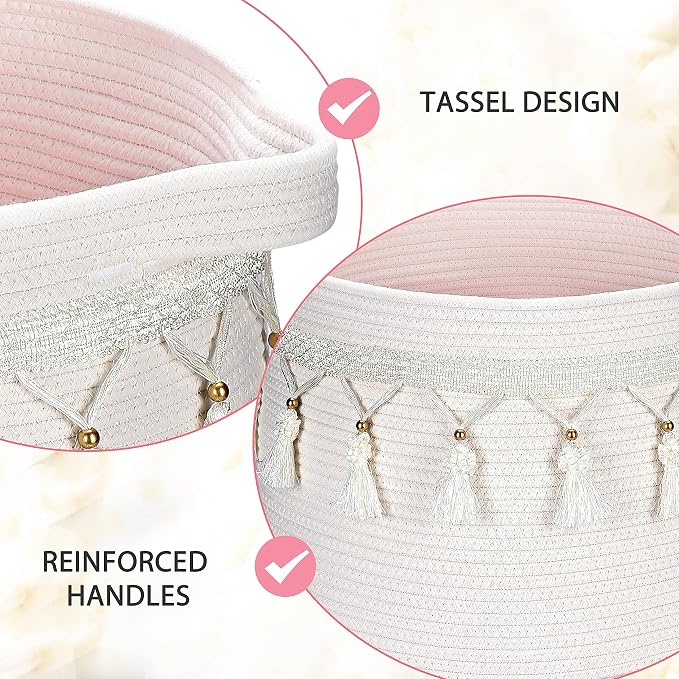 Large Cotton Rope Basket, Woven Storage Basket - Image 4