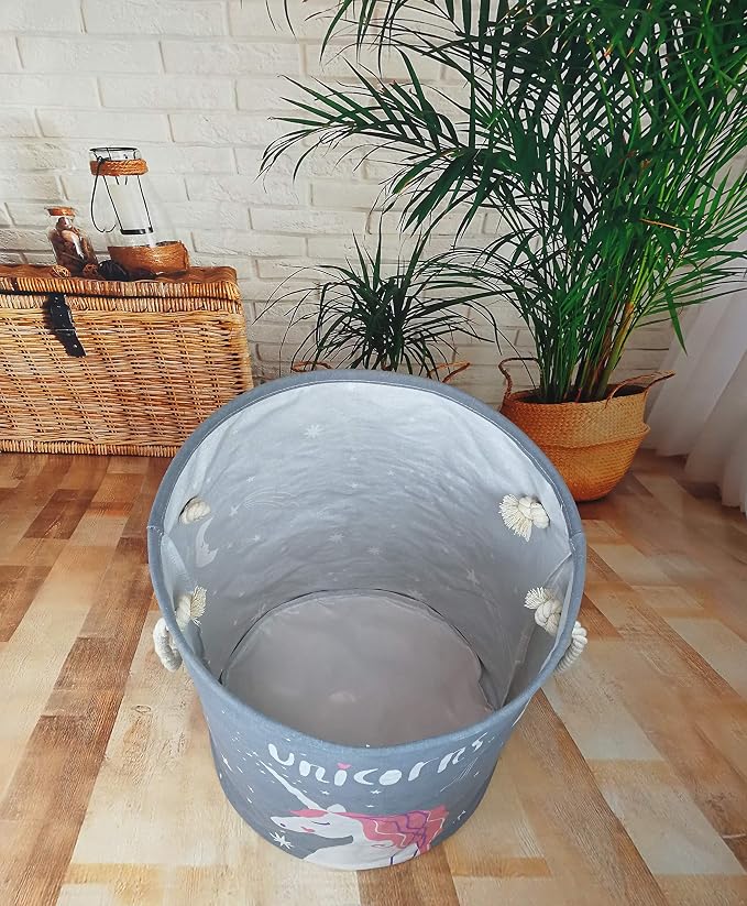 Round Laundry Basket Storage Bins Nursery Hamper Gift Baskets - Image 5