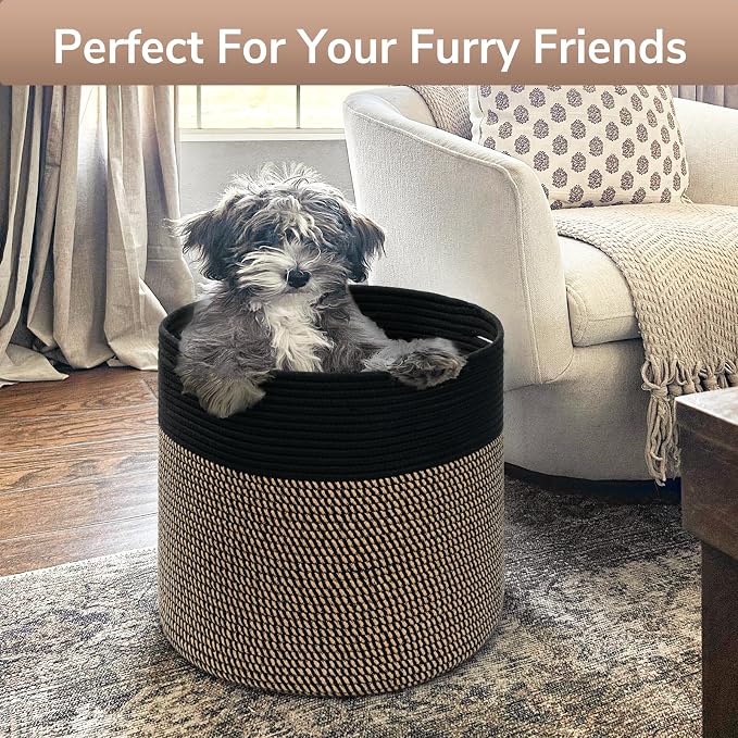 Goodpick Woven Rope Storage Basket, Blanket Basket - Image 5