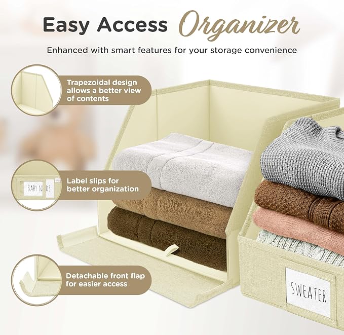 Trapezoid Closet Bins for Shelves – 12x12x10 Fabric Storage Baskets, - Image 3