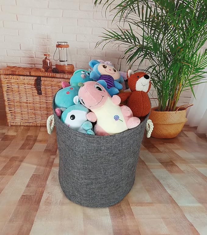 Round Laundry Basket Storage Bins Nursery Hamper Gift Baskets - Image 3