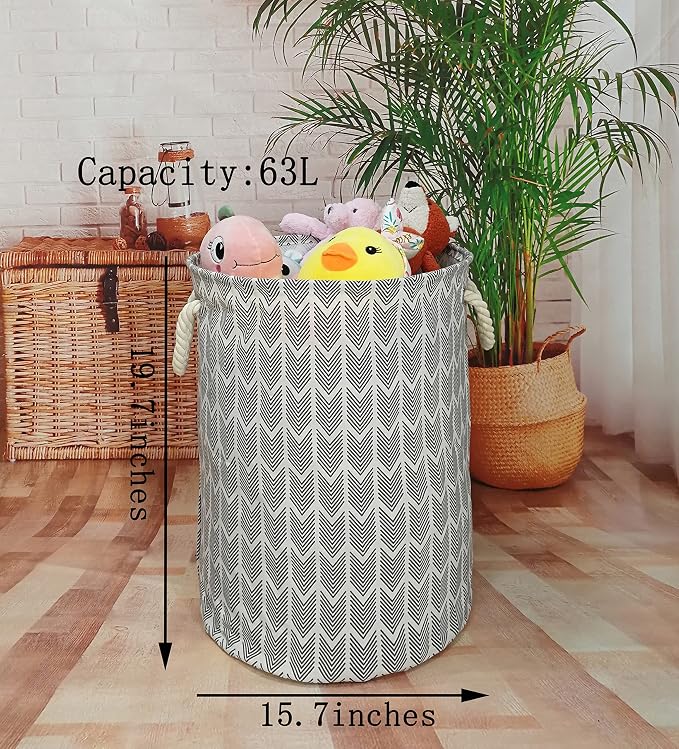 Round Laundry Basket Storage Bins Nursery Hamper Gift Baskets - Image 2