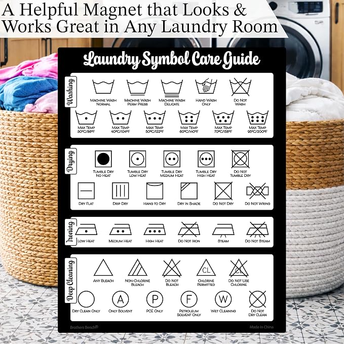 Farmhouse Laundry Symbols Magnet, 8x10 Laundry Symbols Chart, 39 Icons - Image 5