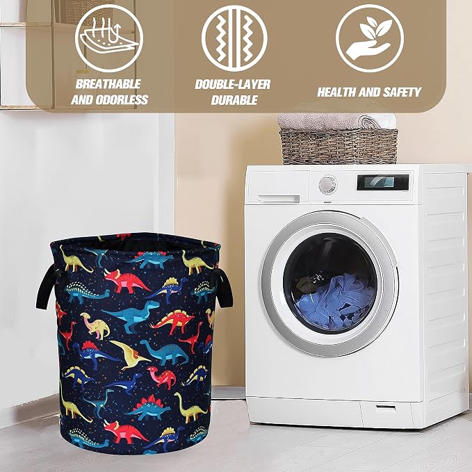 Colorful Dinosaur Laundry Basket Cartoon Pattern Foldable Oxford Cloth Funny - Image 8