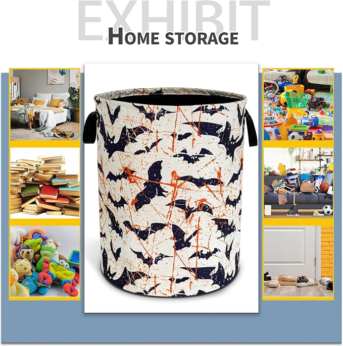 Bat Laundry Basket Goth Foldable Oxford Cloth Funny Tote Bag Laundry Hamper - Image 5