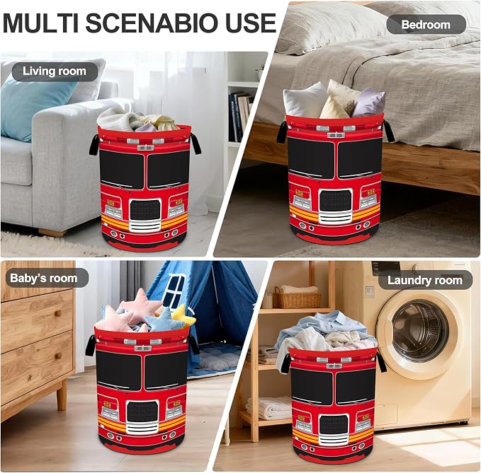Fire Truck Laundry Basket Storage Bin Foldable Laundry Hamper Clothes Storage - Image 6