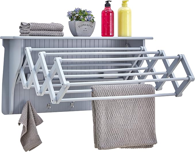 Danya B Accordion Clothes Drying Rack, Retractable, Wall Mounted Towel Rack and by DANYAB