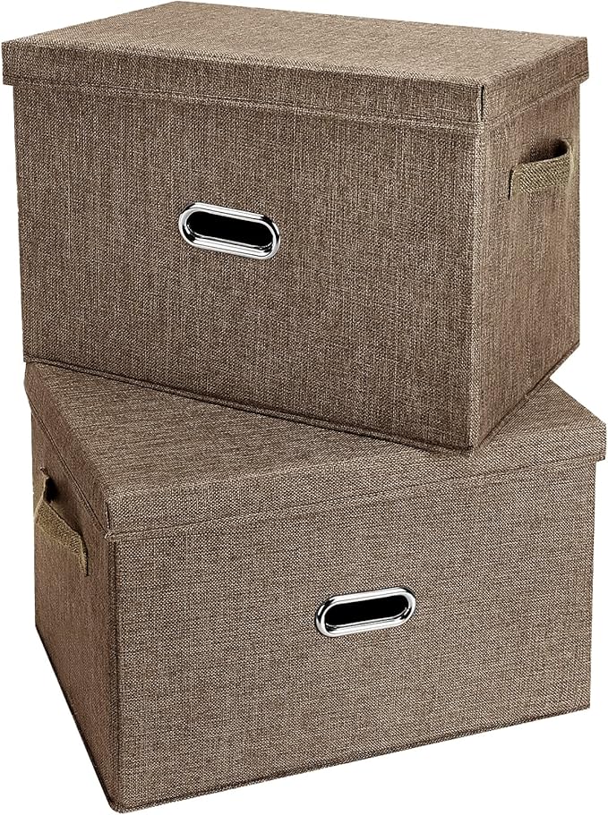 Large Linen Fabric Foldable Storage Bins by Unknown