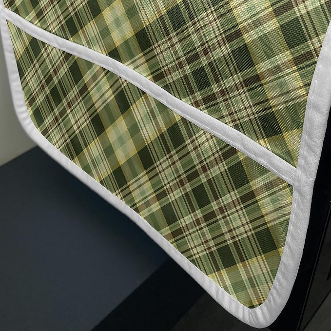 Ambesonne Green and Brown Microwave Oven Cover, Diagonal Checkered Pattern - Image 3