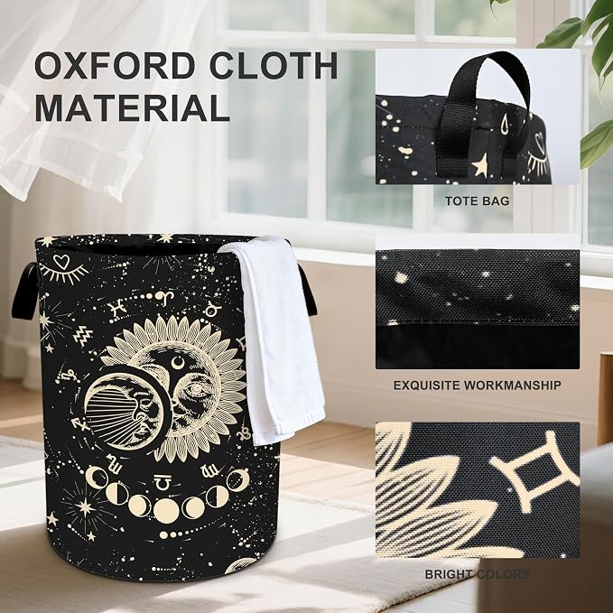Sun Moon Laundry Basket Storage Bin Foldable Laundry Hamper Clothes Storage - Image 4