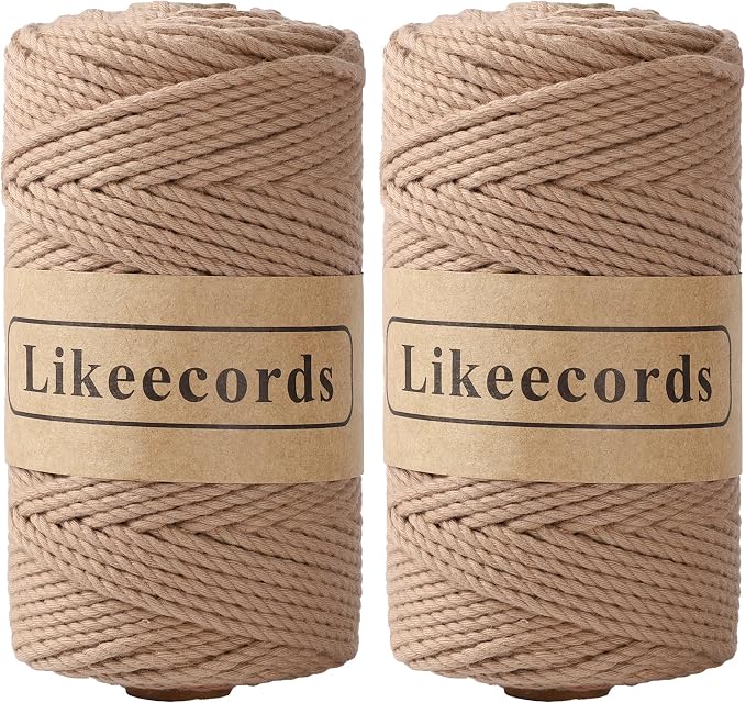 2 Rolls of Cotton Macrame Cord 3mm x 100m, 3 Strand Twisted, Macrame Rope by Likeecords