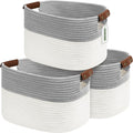 Cotton Rope Storage Baskets, Foldable Storage Bins, Decorative Woven Basket by ECDYQXVU